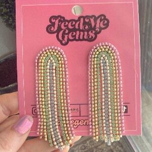 Feed Me Gems Pink and Gold Beaded Earrings